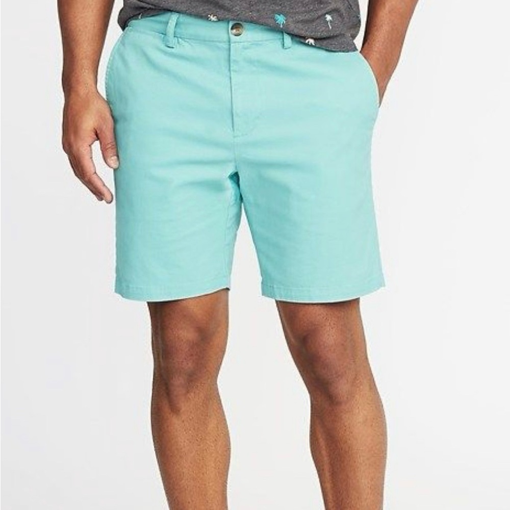 Old Navy Men's Sky Aqua Flat Front Ultimate Slim Shorts